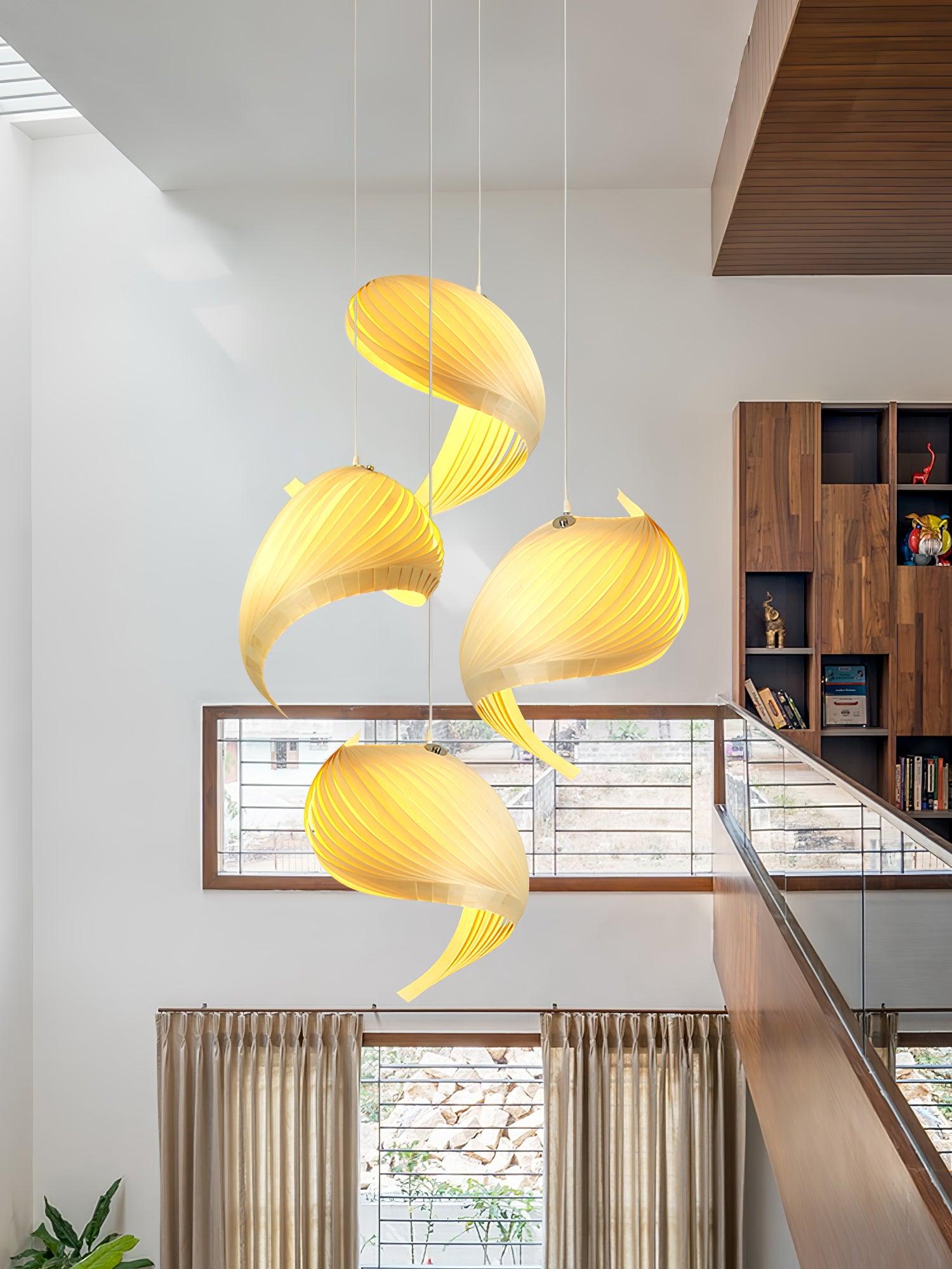 Loe Postmodern Luxury Shell Wood Wood Pendant Light
