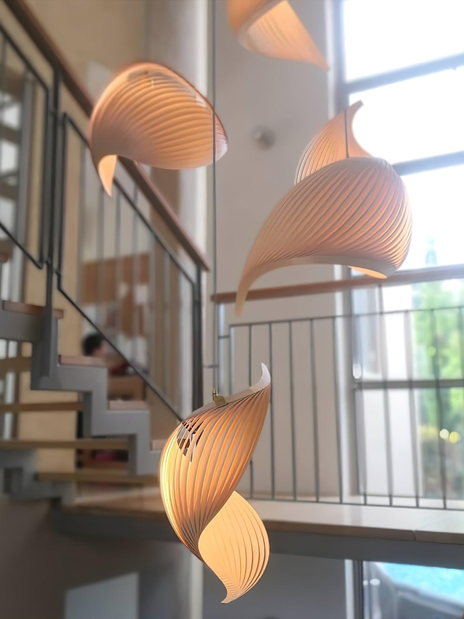 Loe Postmodern Luxury Shell Wood Wood Pendant Light