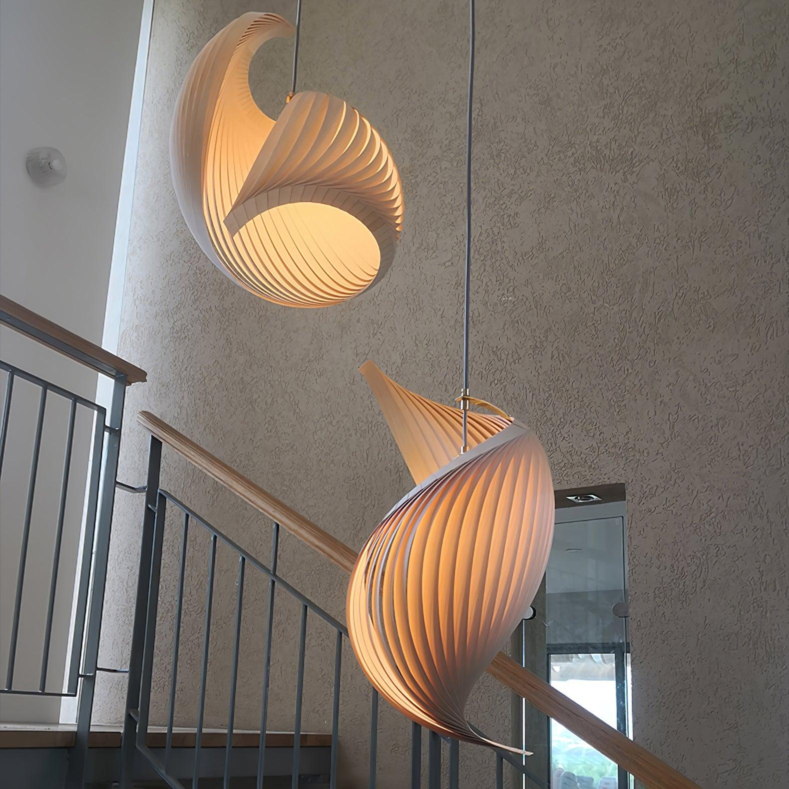 Loe Postmodern Luxury Shell Wood Wood Pendant Light