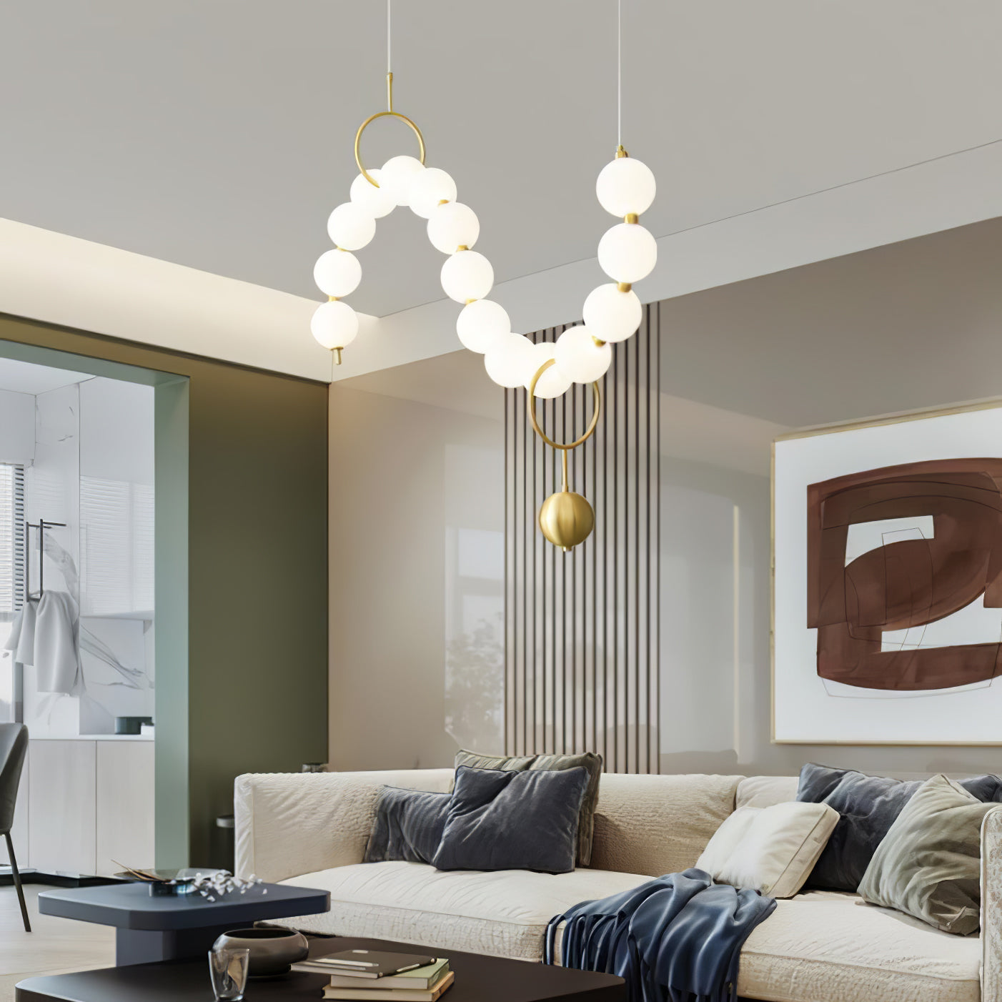 Lustra Pendant Lamp Necklace Glass - Neutral Decor