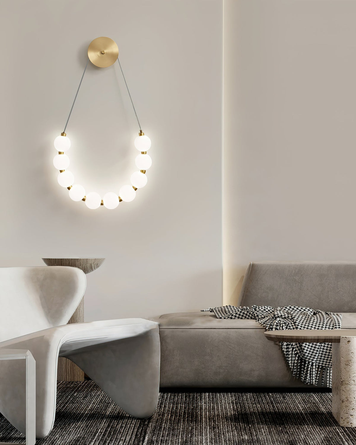 Ilirel Art Necklace Loop Brass Wall Lamp