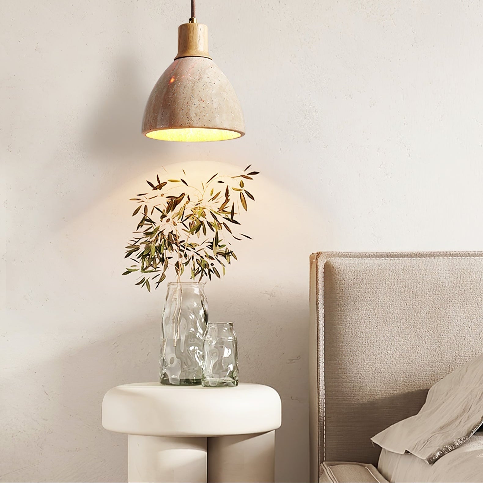 Nerio Modern Minimalist Travertine Pendant Light