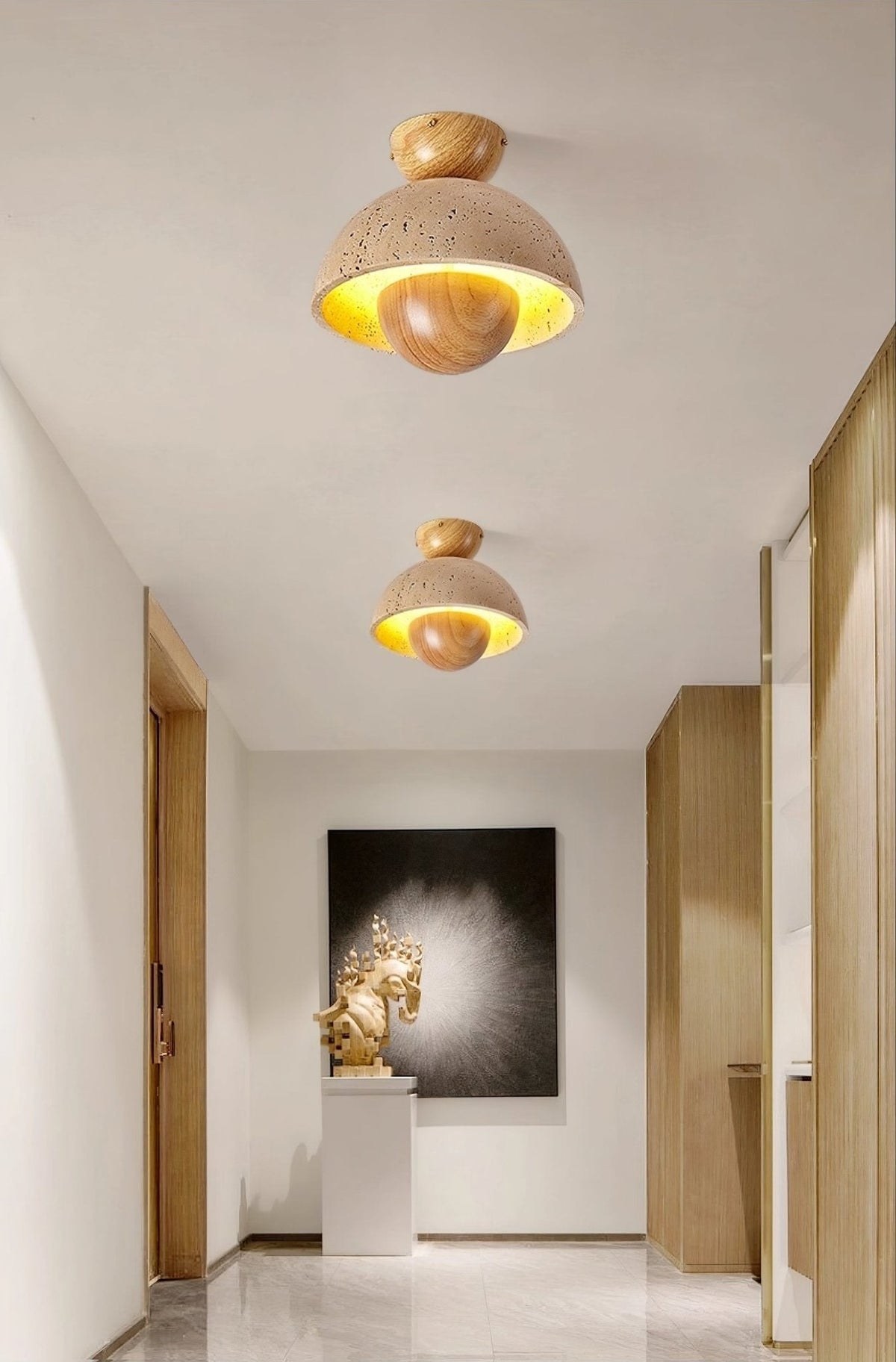 Tavivel Travertine Wood Ceiling Light