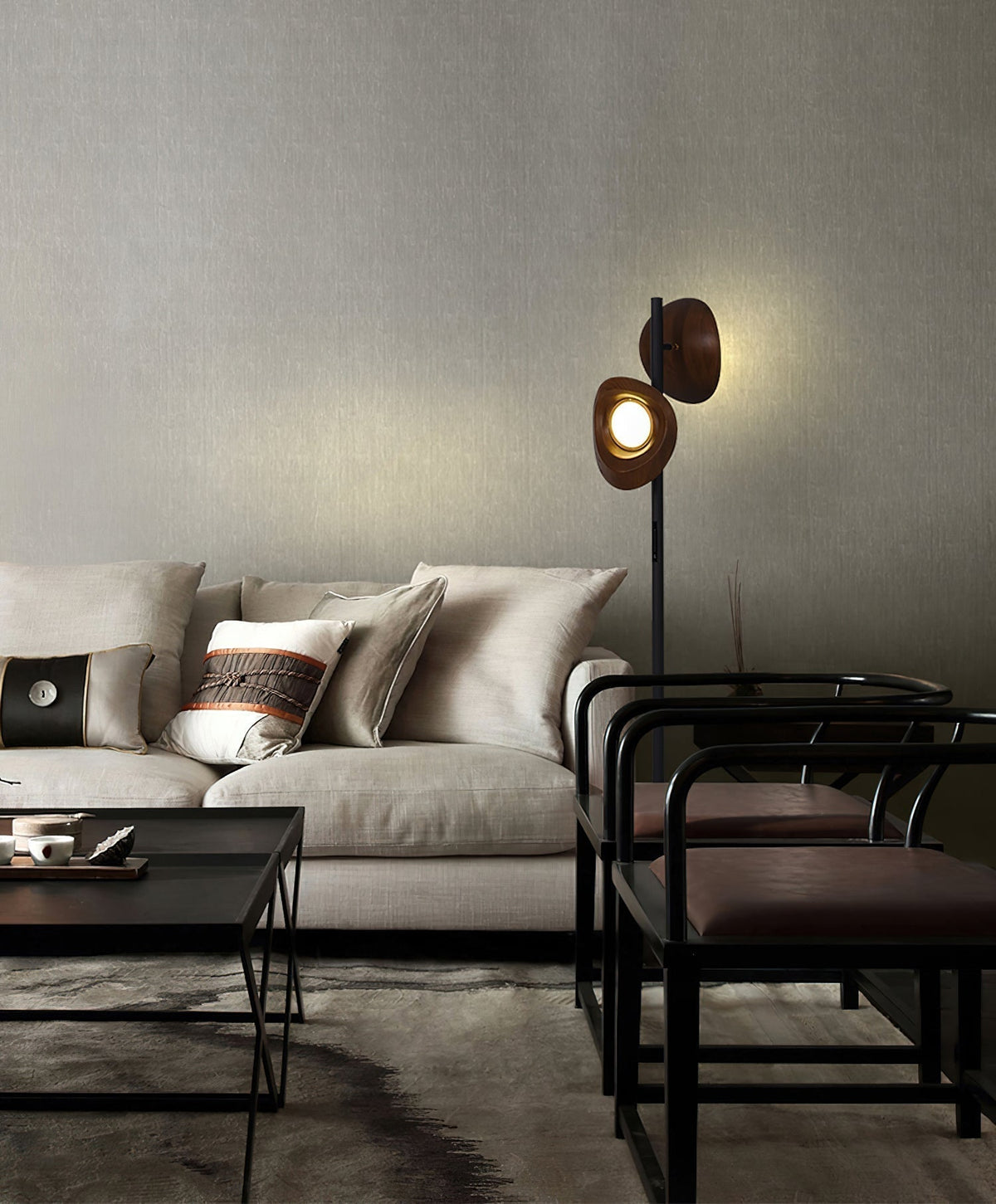 Ceyran Double Sphere Black Floor Lamp