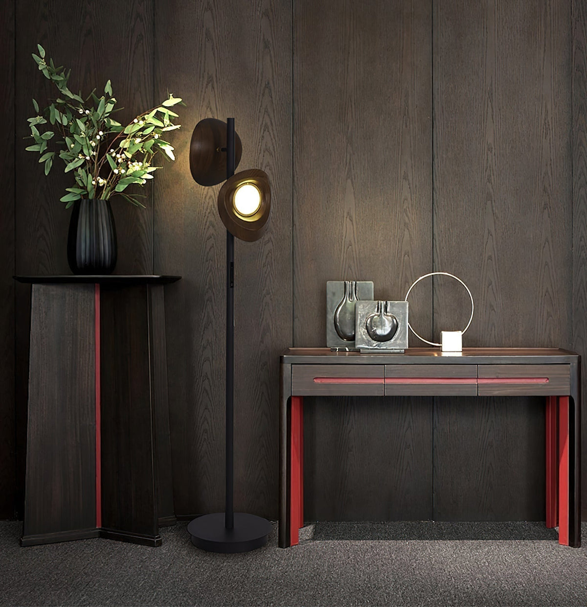 Ceyran Double Sphere Black Floor Lamp