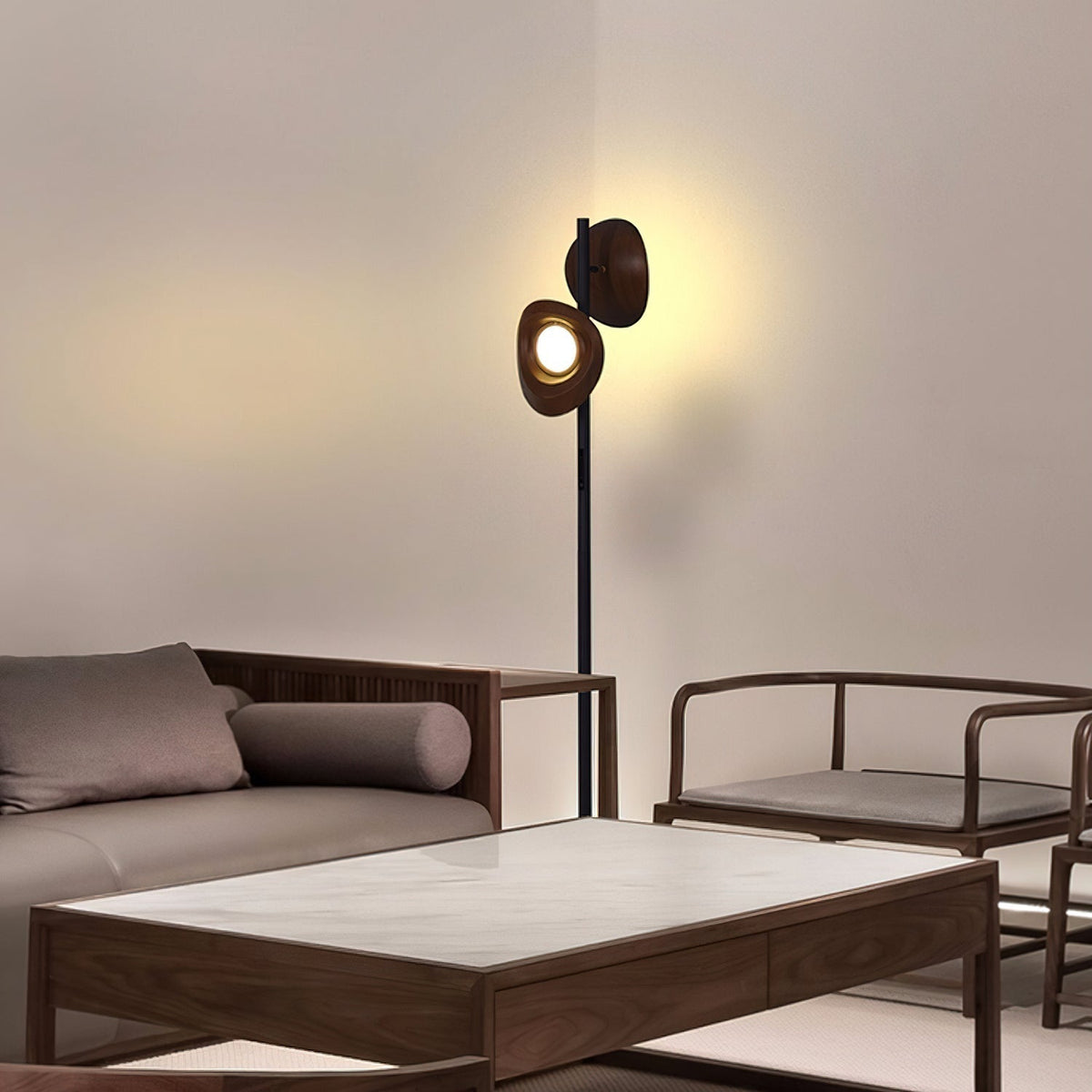 Ceyran Double Sphere Black Floor Lamp