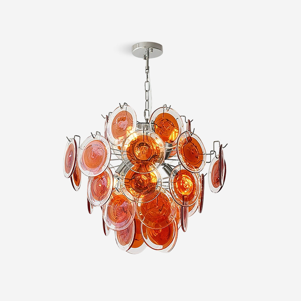 Neuvy Chandelier Iridescent Glass Discs - Neutral Decor