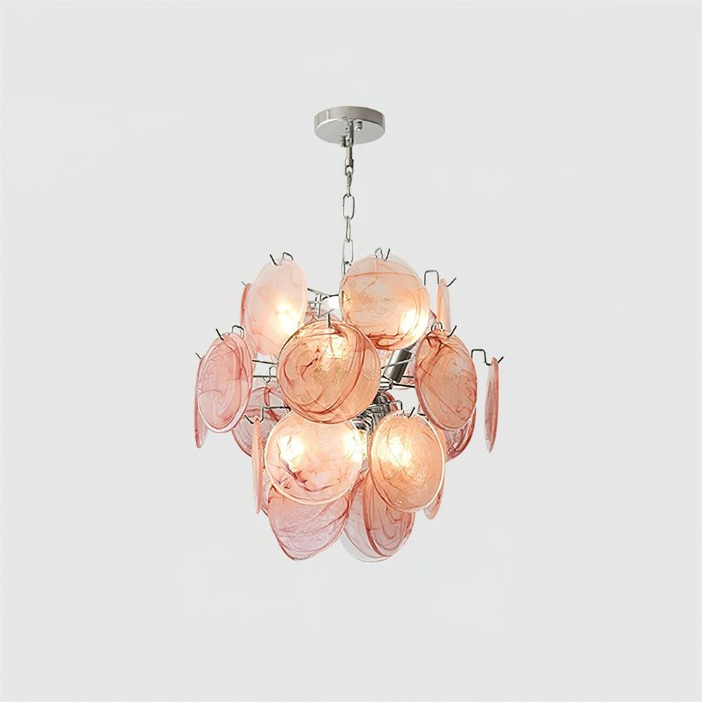 Neuvy Chandelier Iridescent Glass Discs - Neutral Decor