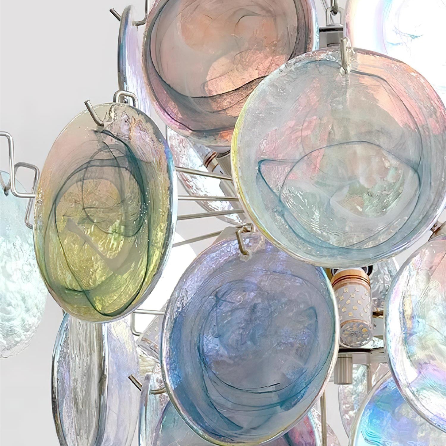 Neuvy Chandelier Iridescent Glass Discs - Neutral Decor