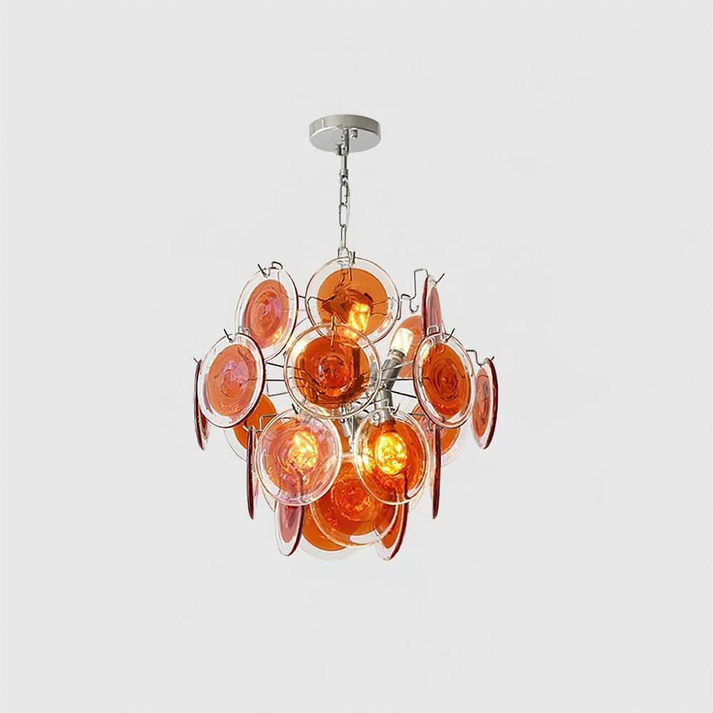 Neuvy Chandelier Iridescent Glass Discs - Neutral Decor
