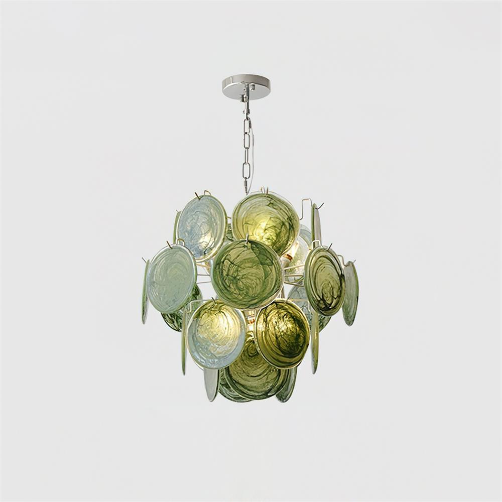 Neuvy Chandelier Iridescent Glass Discs - Neutral Decor