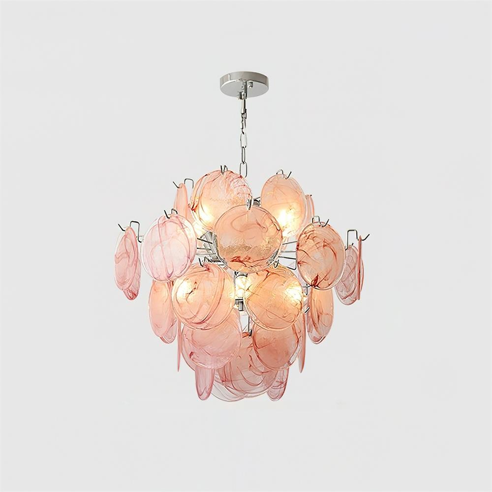Neuvy Chandelier Iridescent Glass Discs - Neutral Decor