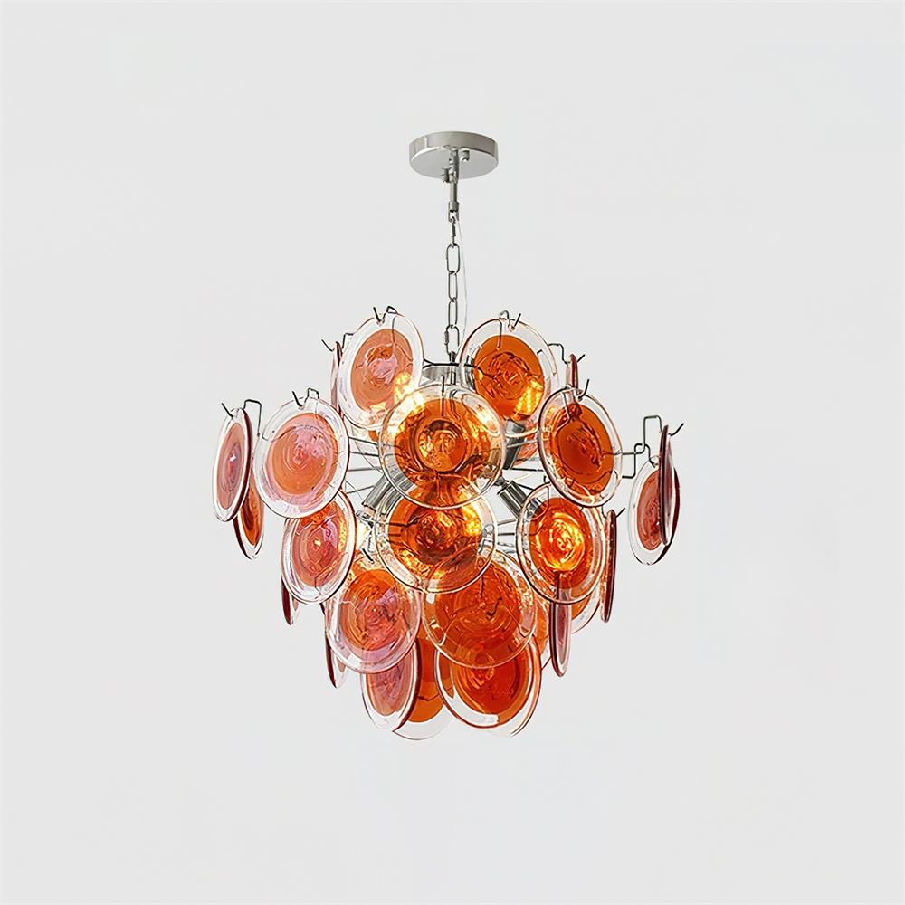 Neuvy Chandelier Iridescent Glass Discs - Neutral Decor