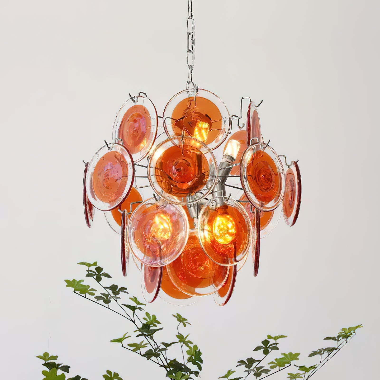 Neuvy Chandelier Iridescent Glass Discs - Neutral Decor
