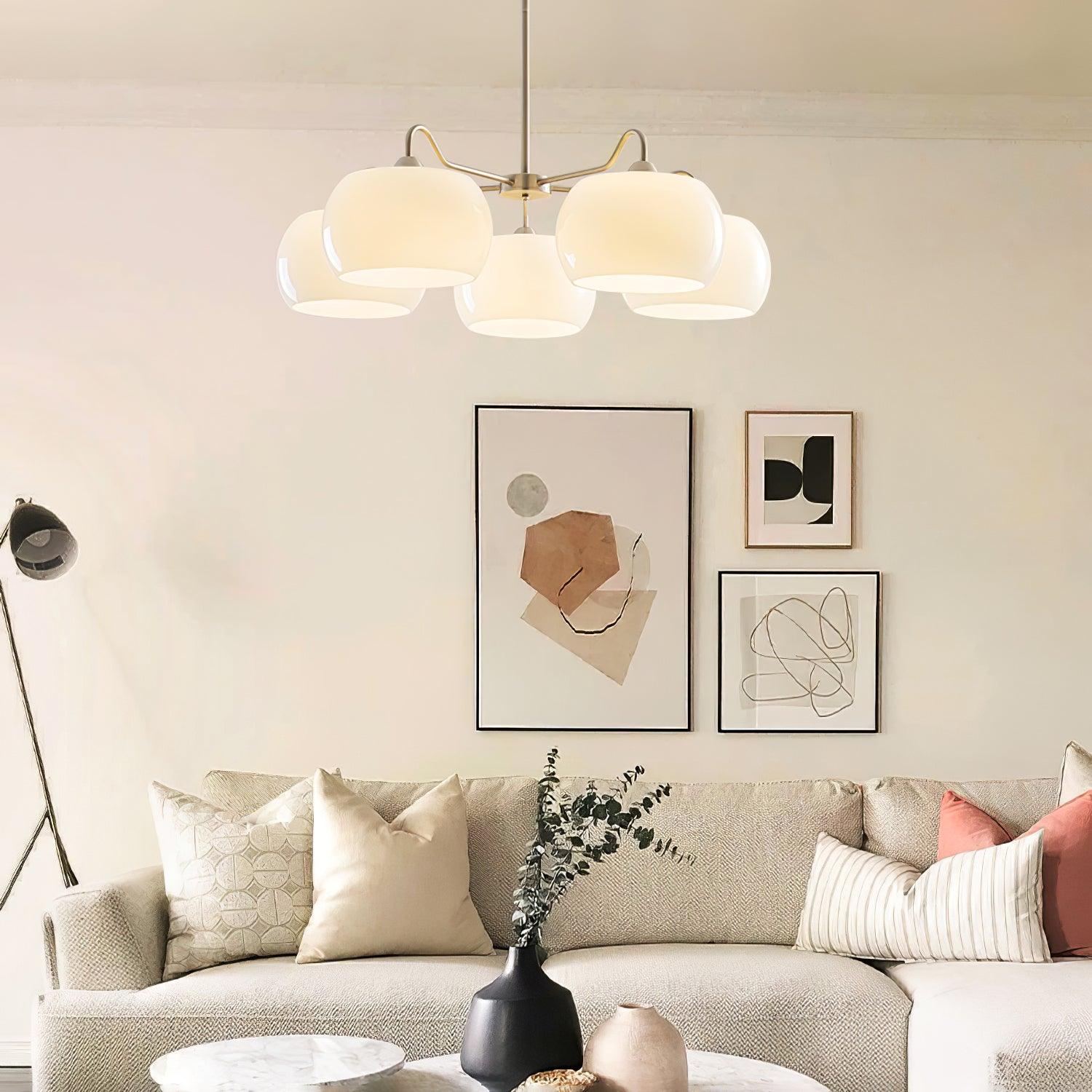 Kade Chandelier White Glass Persimmon Shape