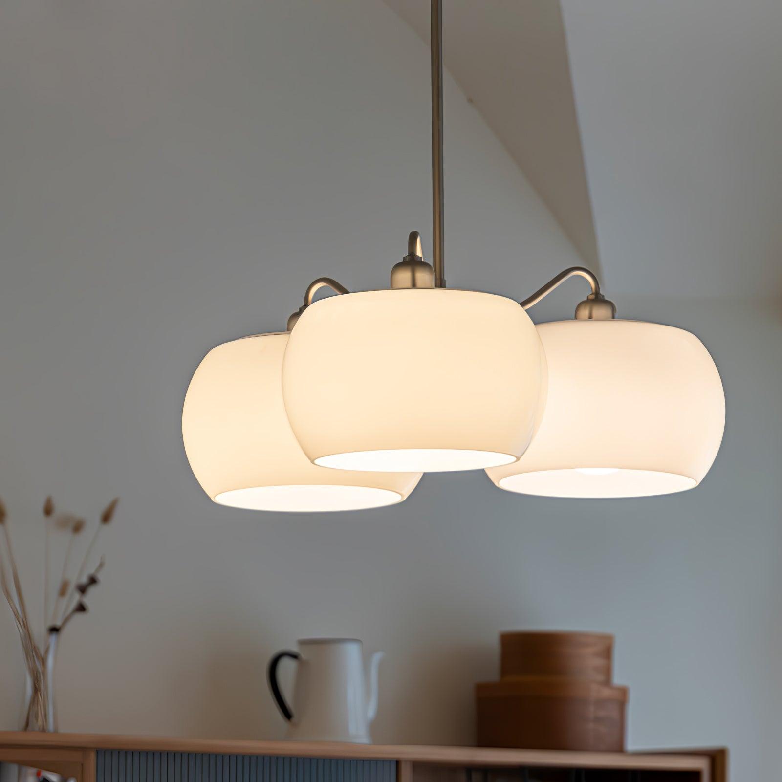 Kade Chandelier White Glass Persimmon Shape