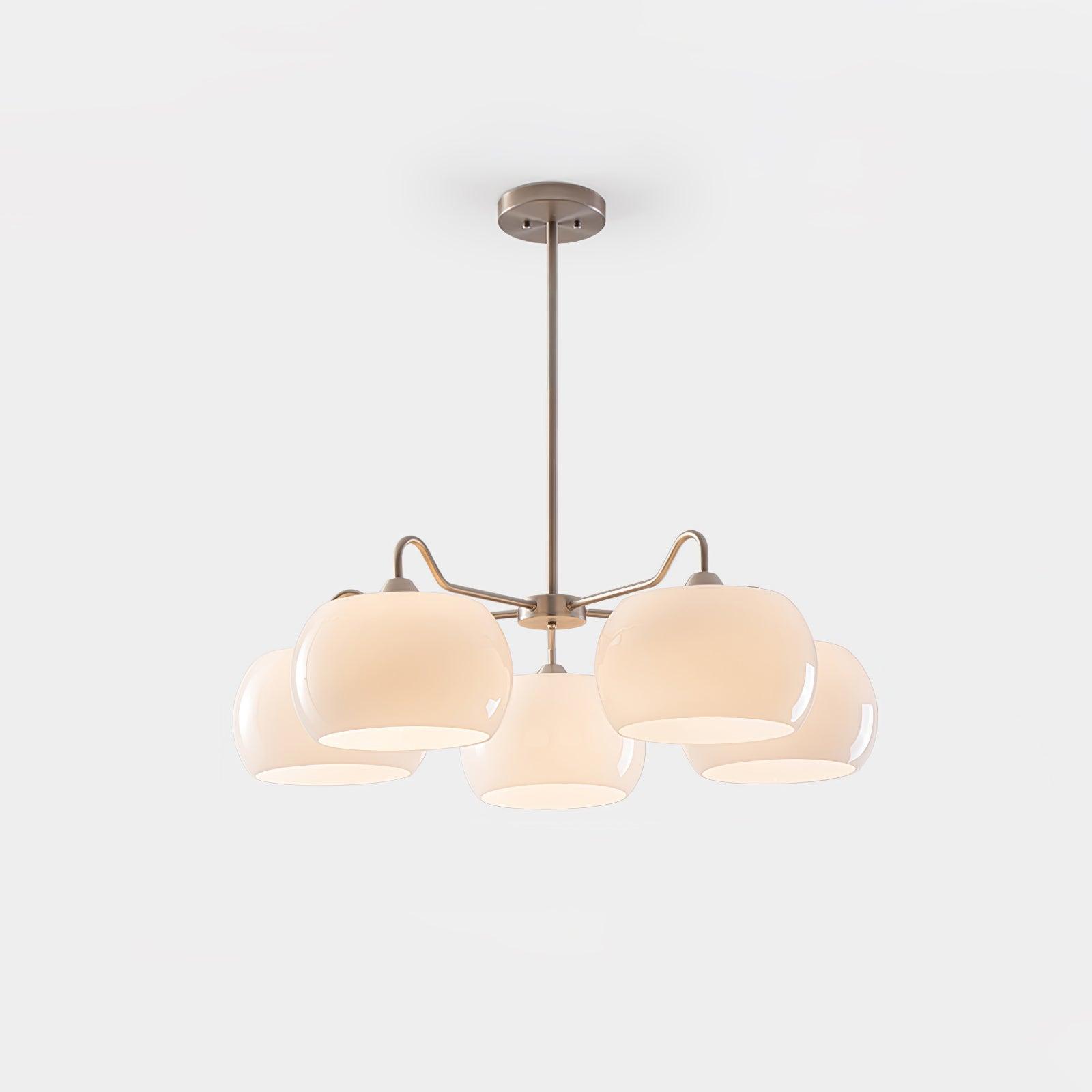 Kade Chandelier White Glass Persimmon Shape