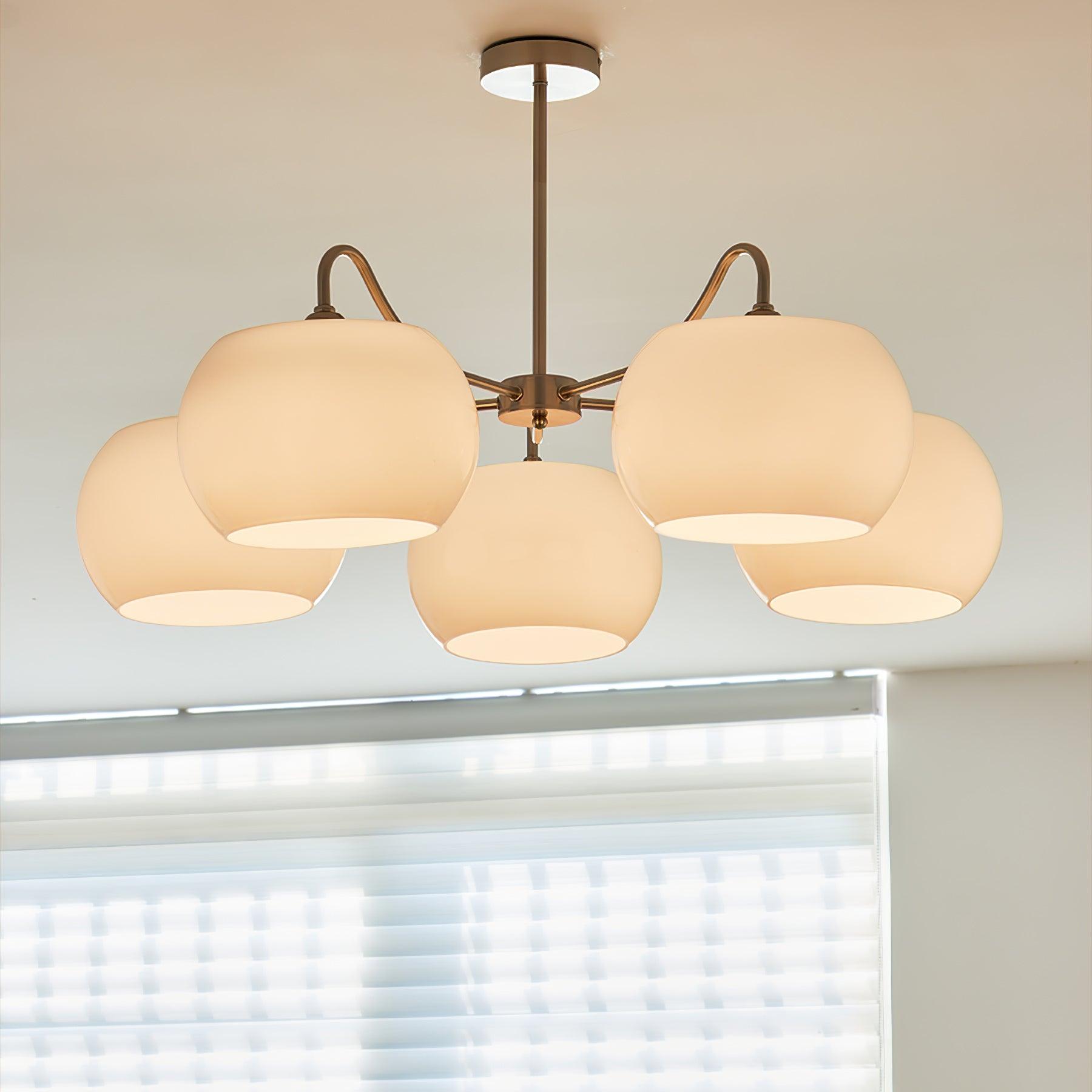Kade Chandelier White Glass Persimmon Shape