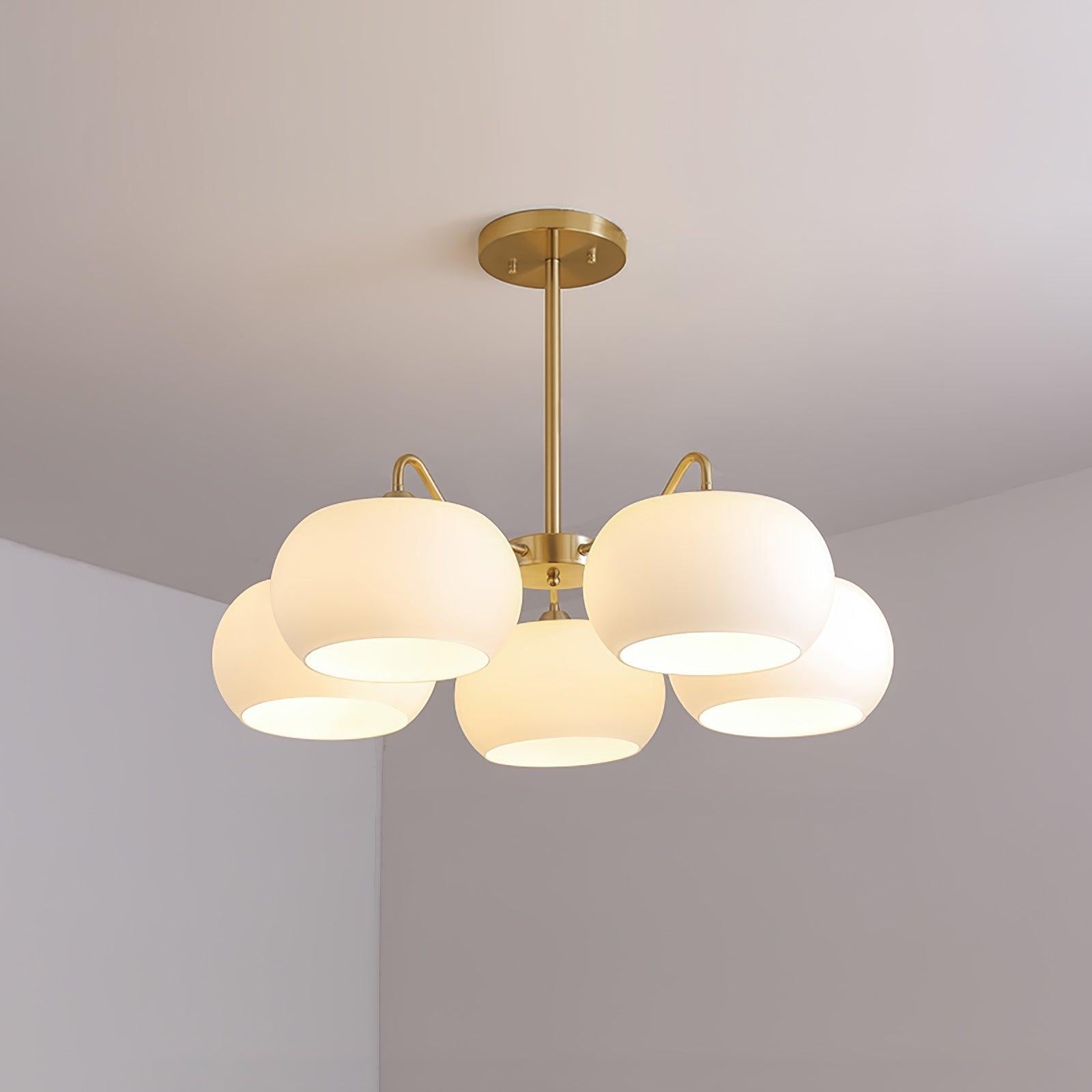Kade Chandelier White Glass Persimmon Shape