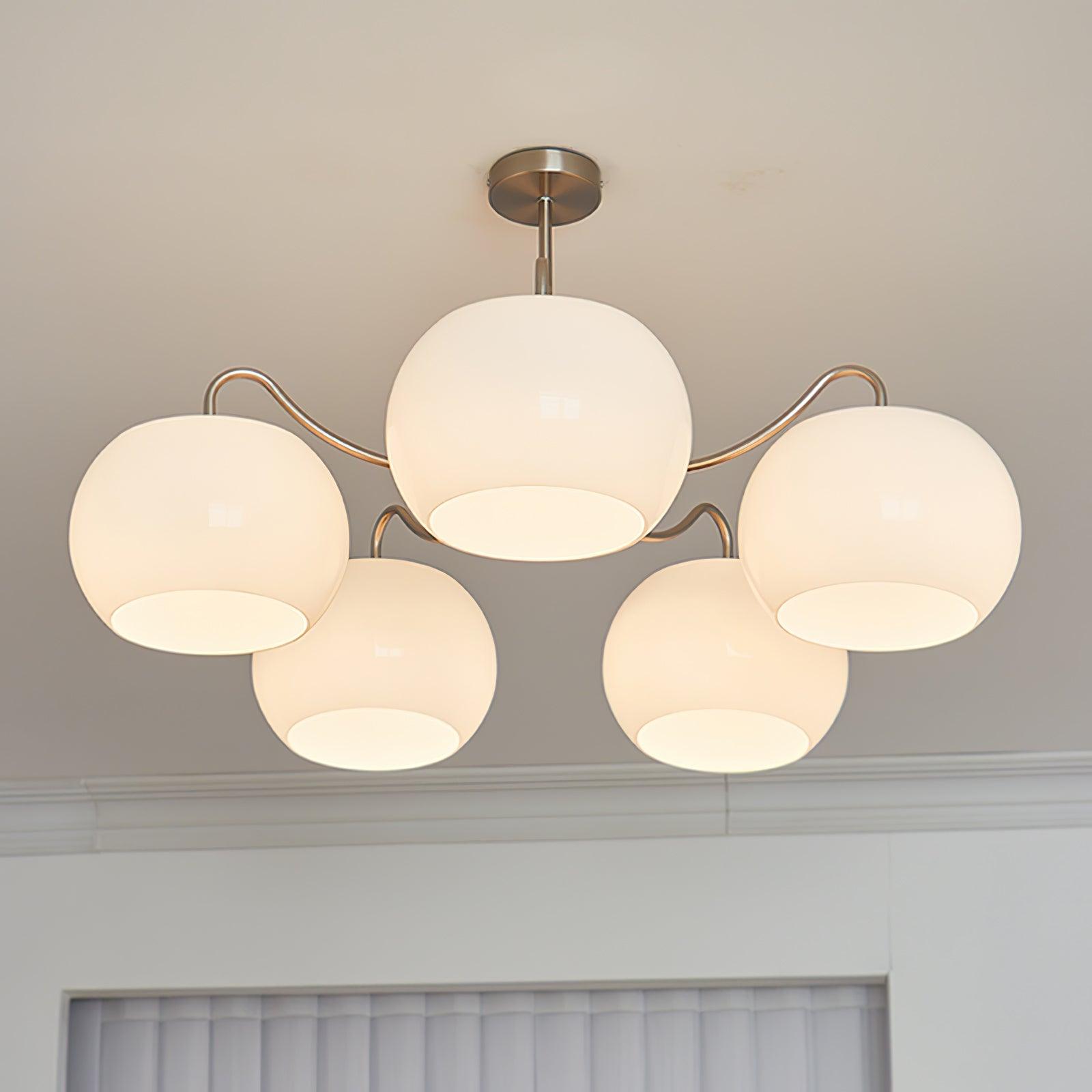 Kade Chandelier White Glass Persimmon Shape