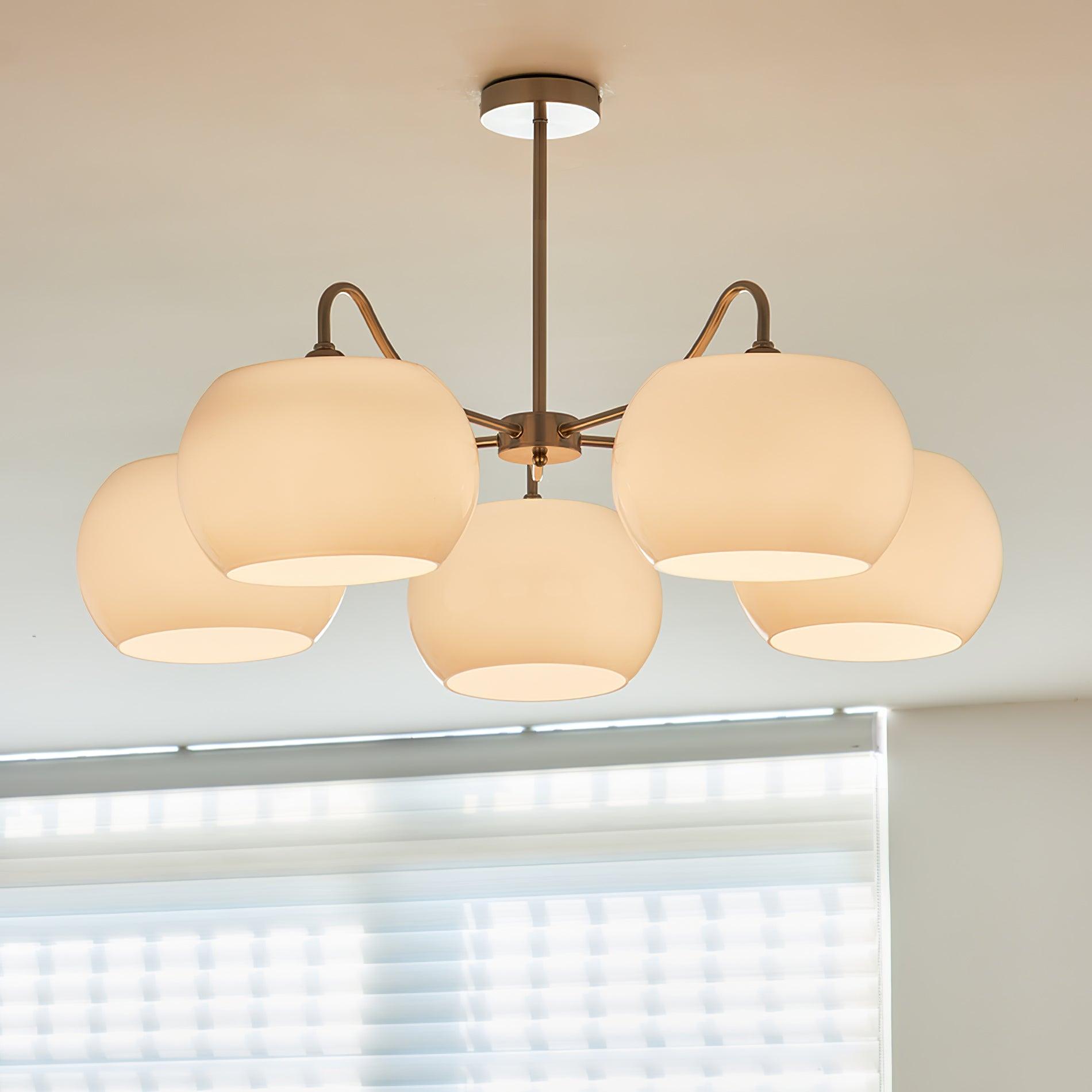 Kade Chandelier White Glass Persimmon Shape