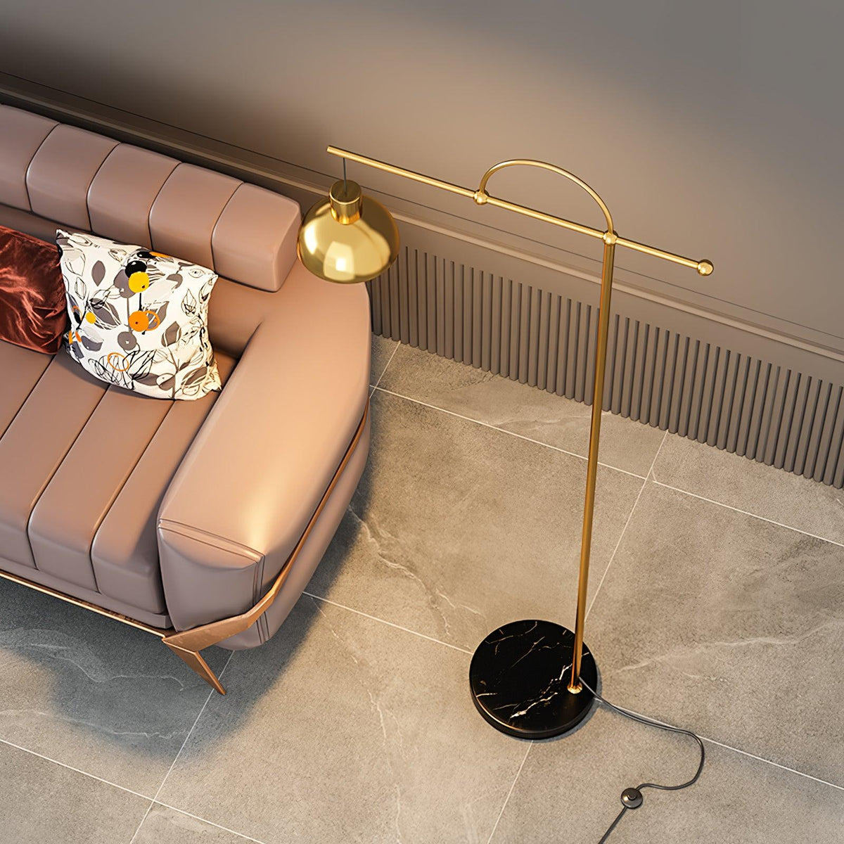 Usilil Art Deco Brass Floor Lamp
