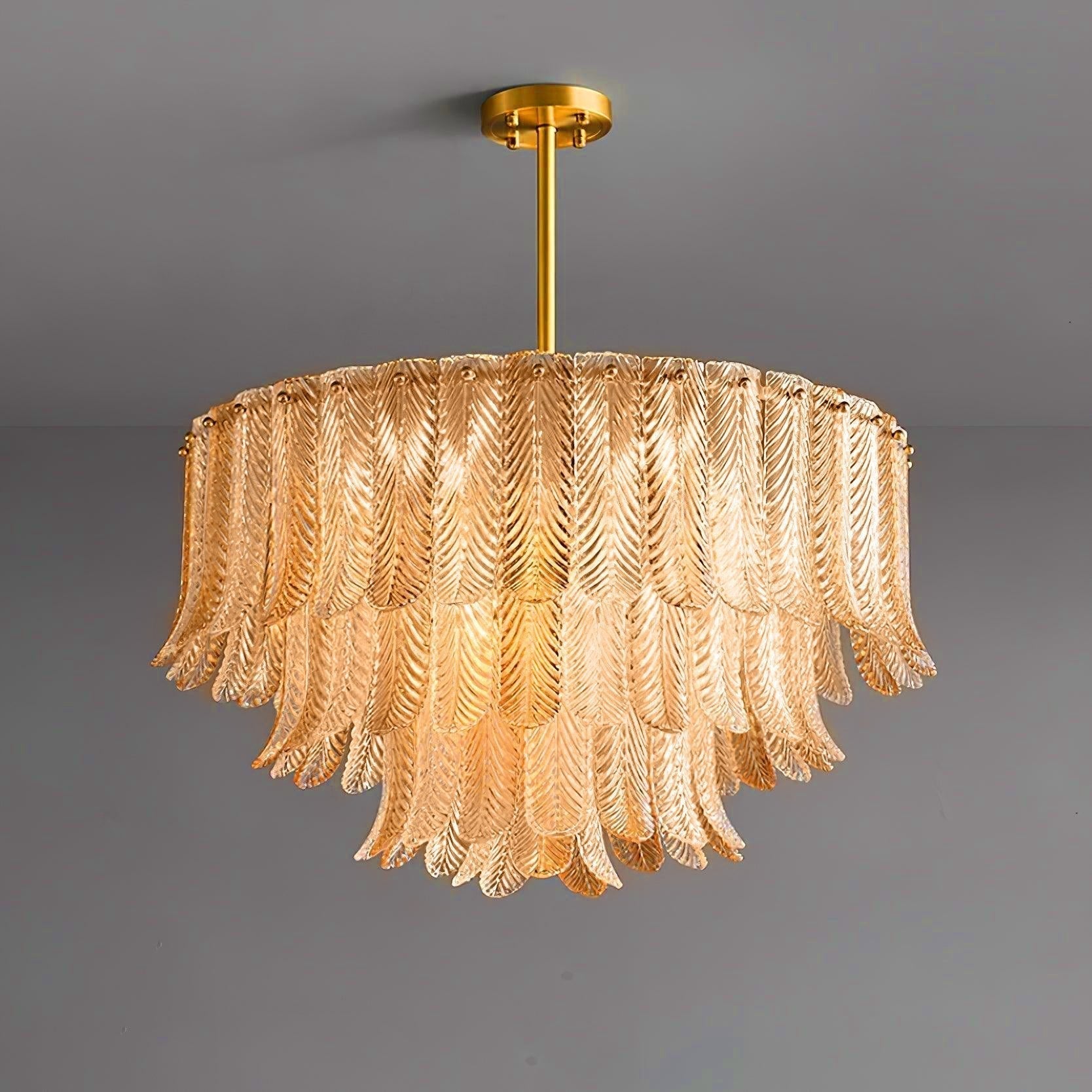 Liorelena Chandelier Glass Leaf Gold Tapered
