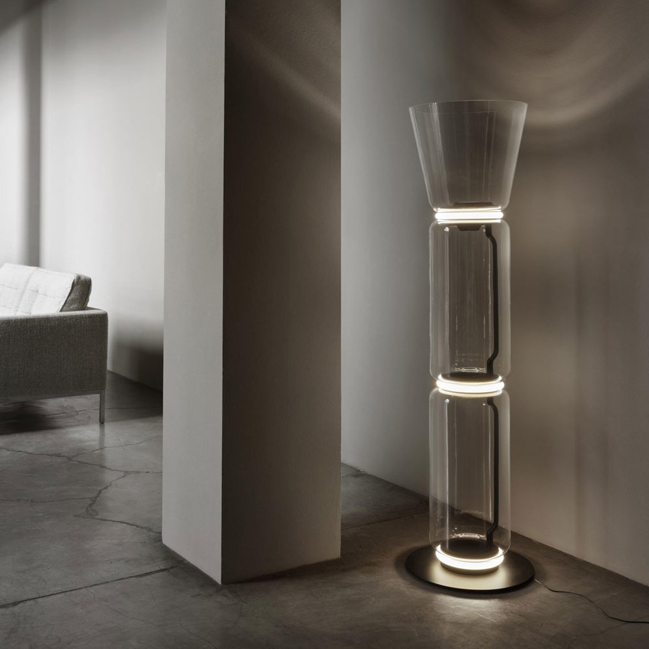 Lustra Floor Lamp Bamboo Glass - Neutral Decor