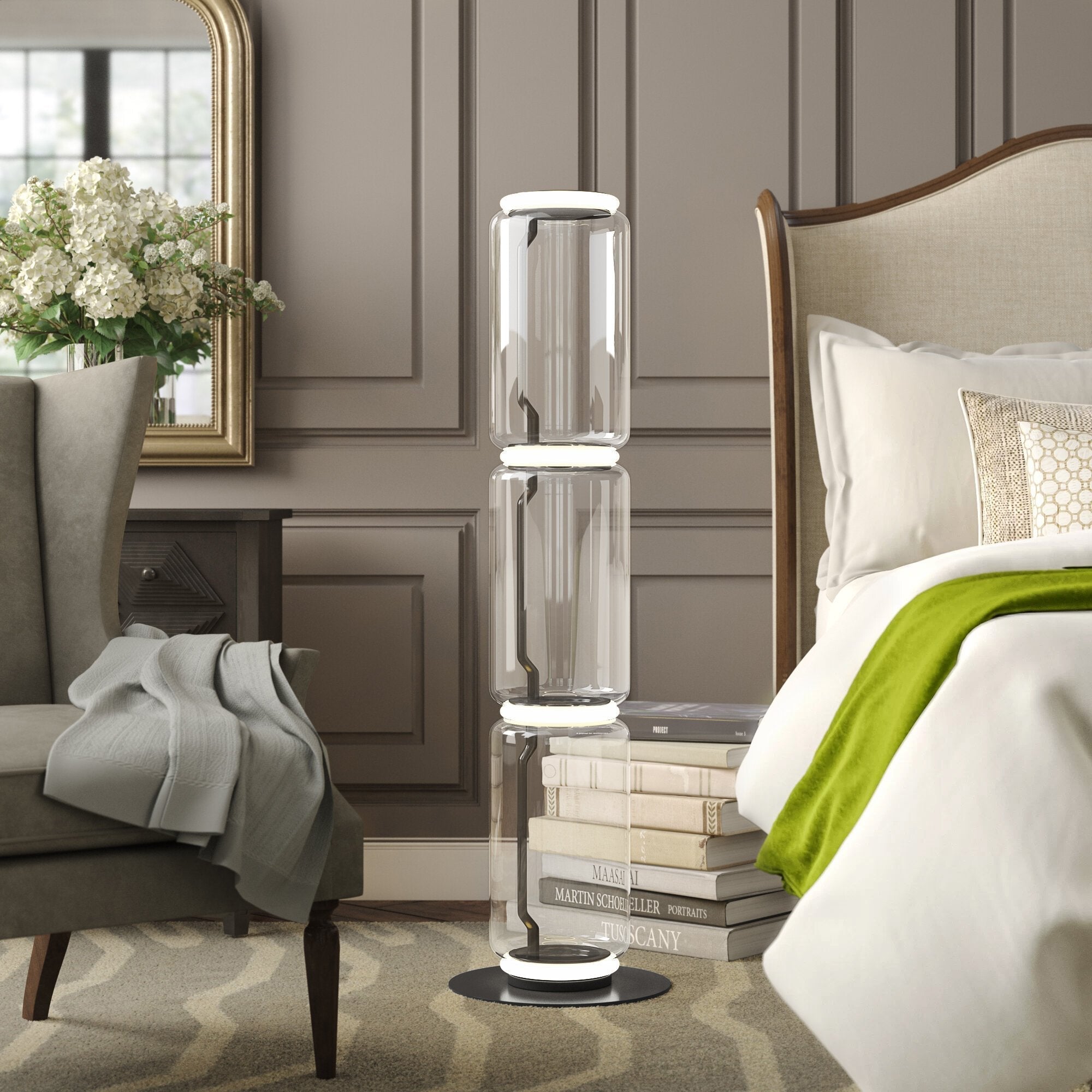 Lustra Floor Lamp Bamboo Glass - Neutral Decor