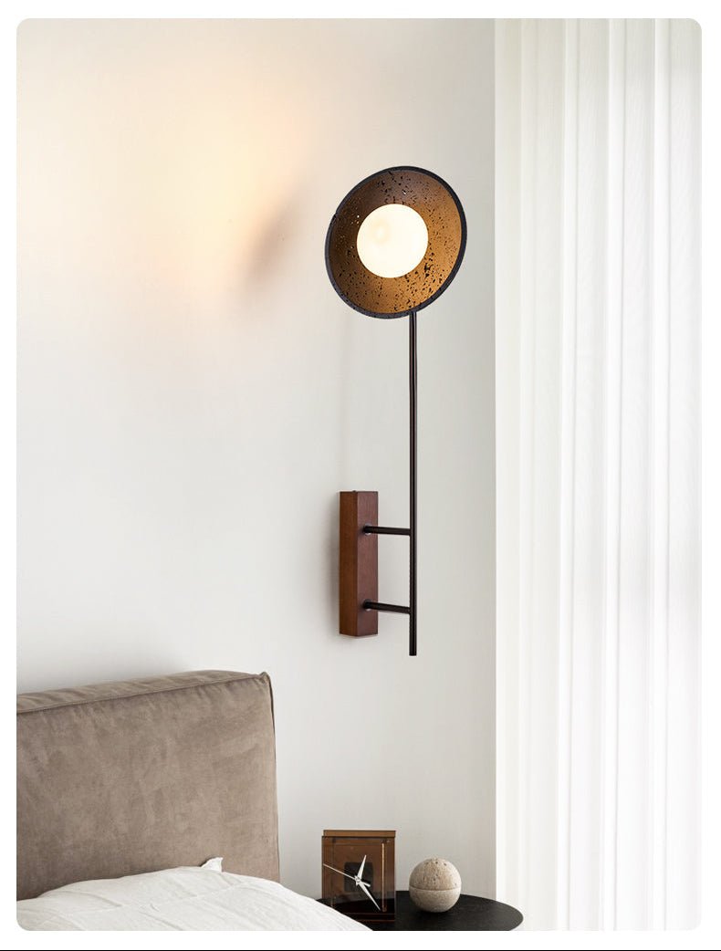 Fawn Sunflower Modern Black Travertine Wall Lamp