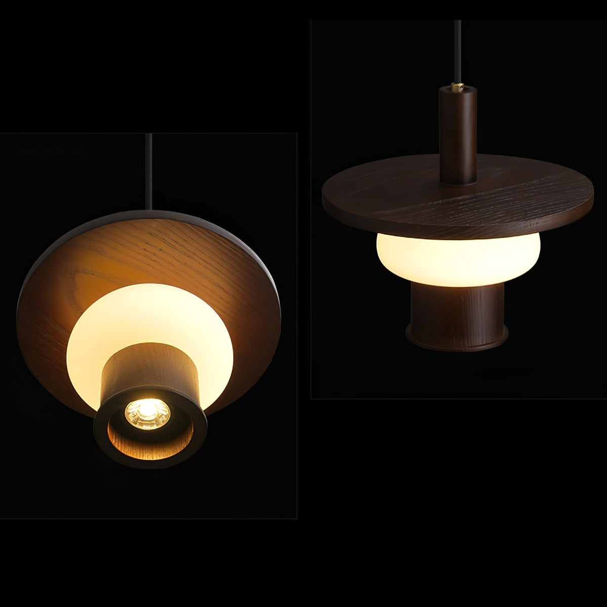 Zephaan Traditional Art Classic Glass Wood Pendant Light
