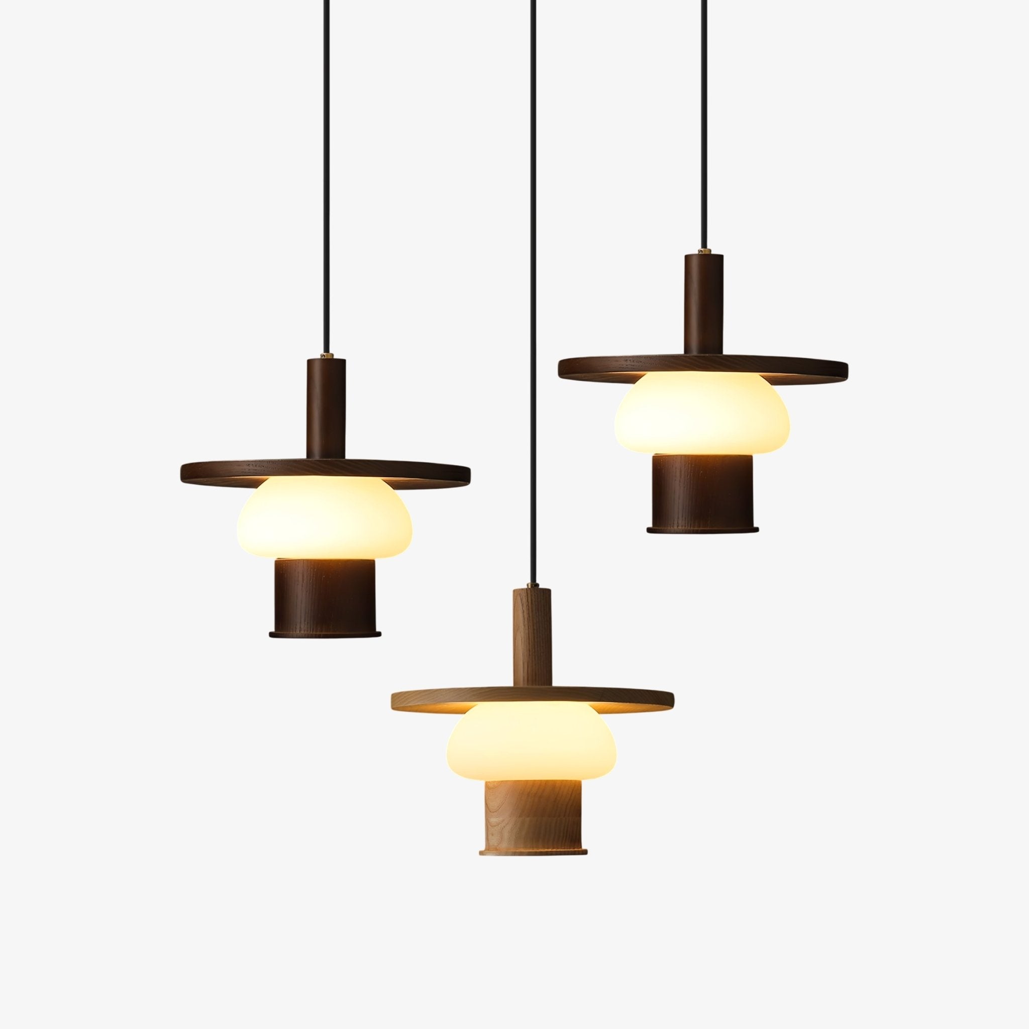 Zephaan Traditional Art Classic Glass Wood Pendant Light