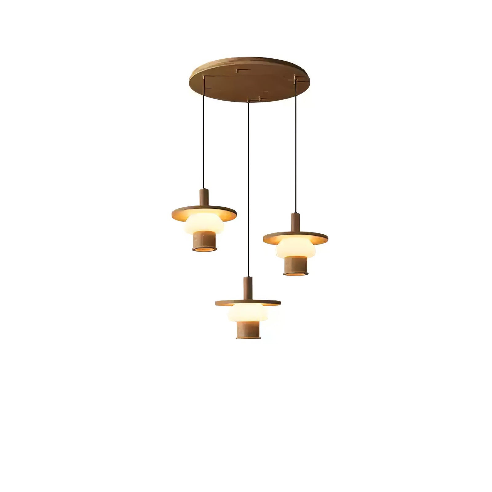 Zephaan Traditional Art Classic Glass Wood Pendant Light
