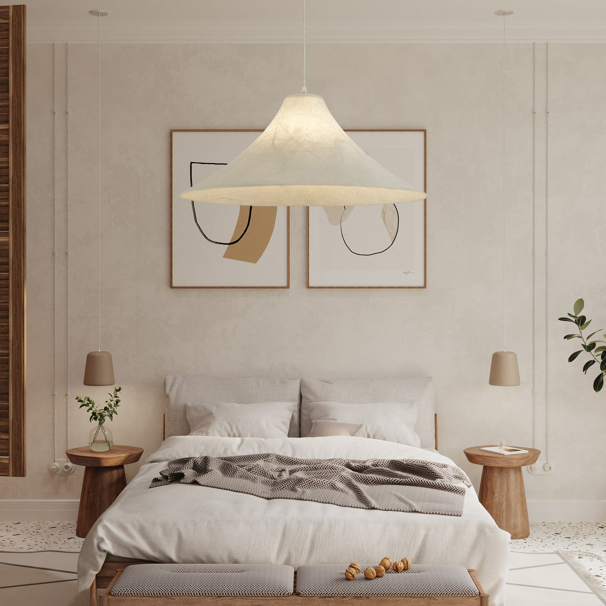 Abbotswell Modern Minimalist Natural Flat Pendant Lamp