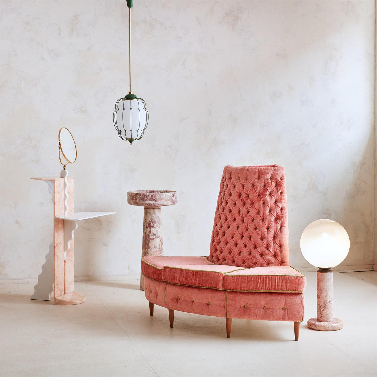 Neroina Maris Pink Marble Table Lamp