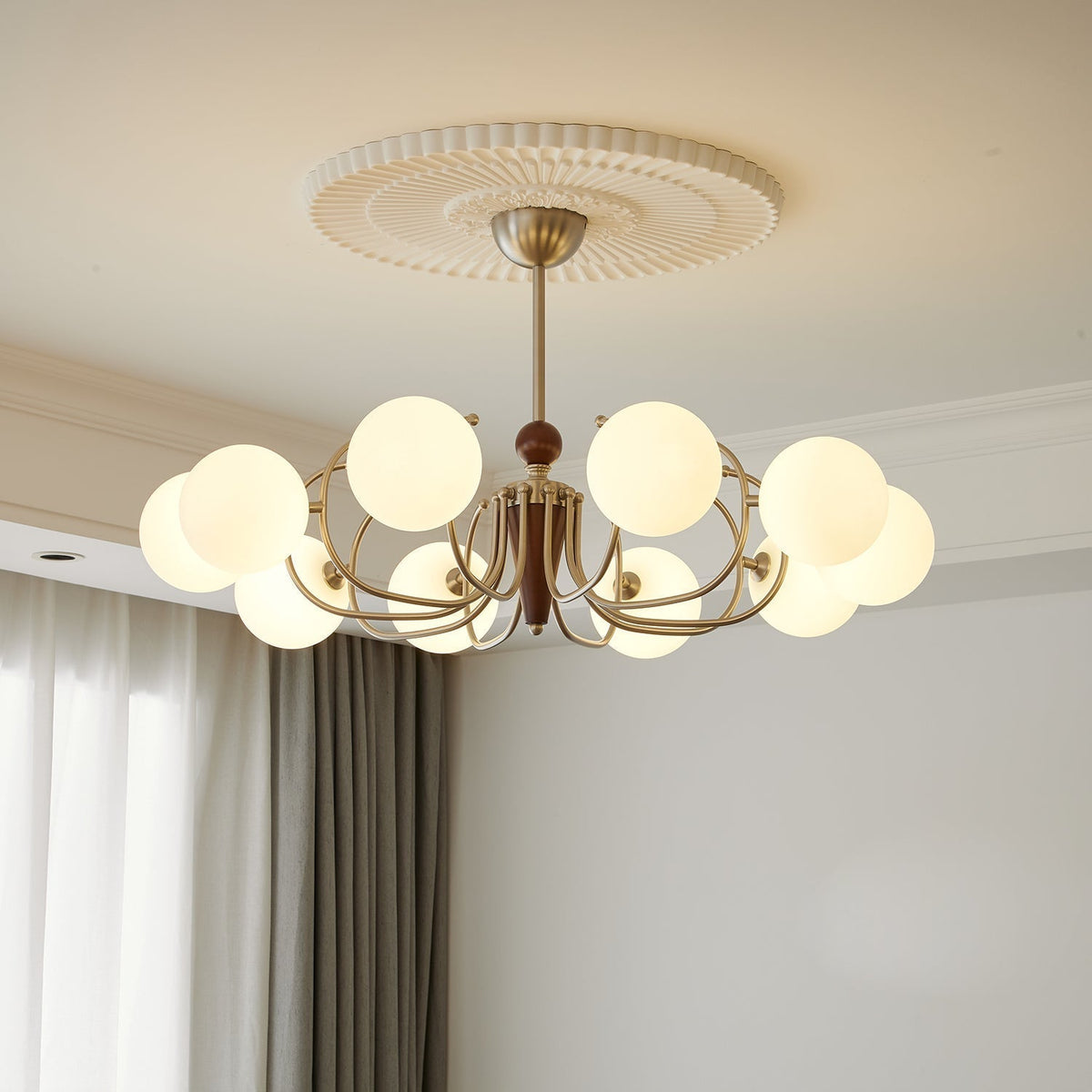 Orvynia Elegance Classic Grove Wood Glass Chandelier