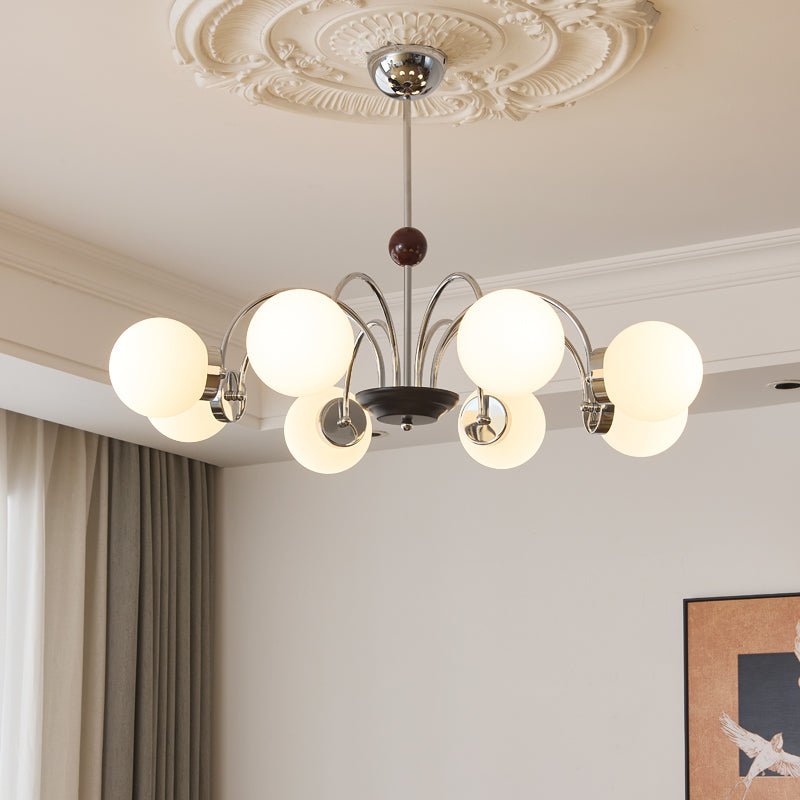 Rinuaine Chandelier Wood Glass Contemporary Curved