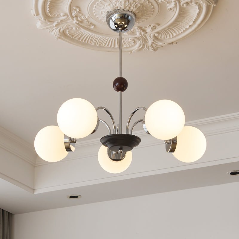 Rinuaine Chandelier Wood Glass Contemporary Curved