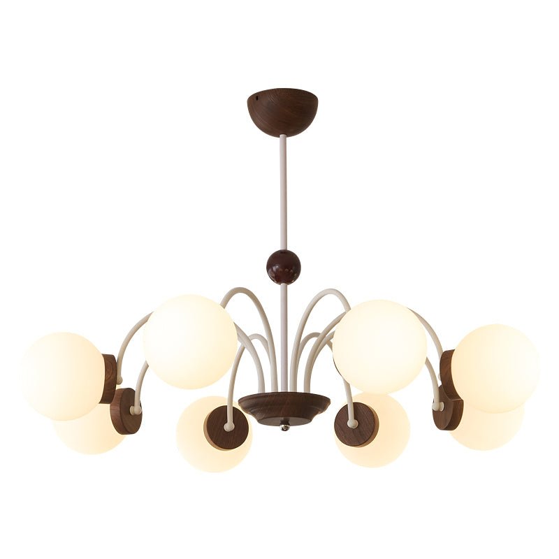 Rinuaine Chandelier Wood Glass Contemporary Curved