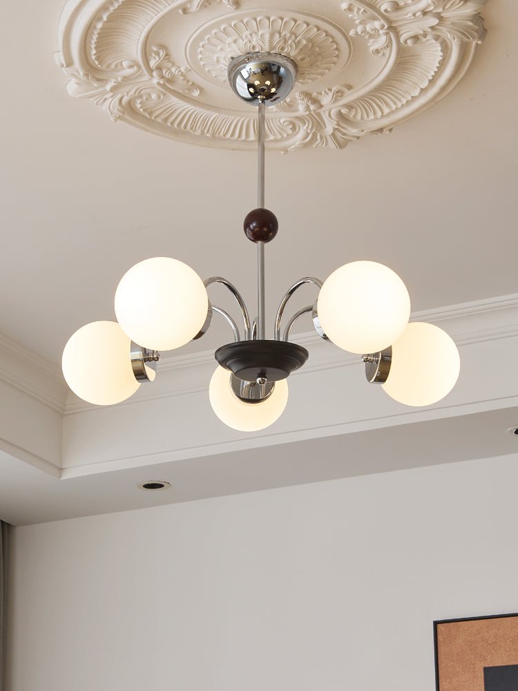 Rinuaine Chandelier Wood Glass Contemporary Curved