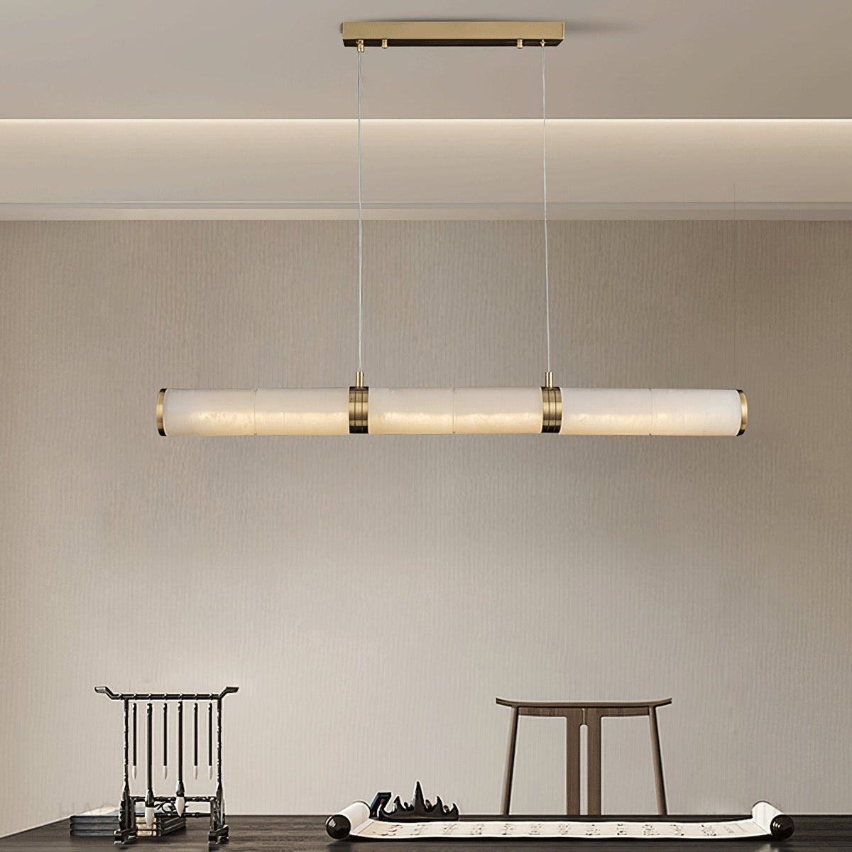 Gevrel Minimalist Alabaster Linear Pendant Light