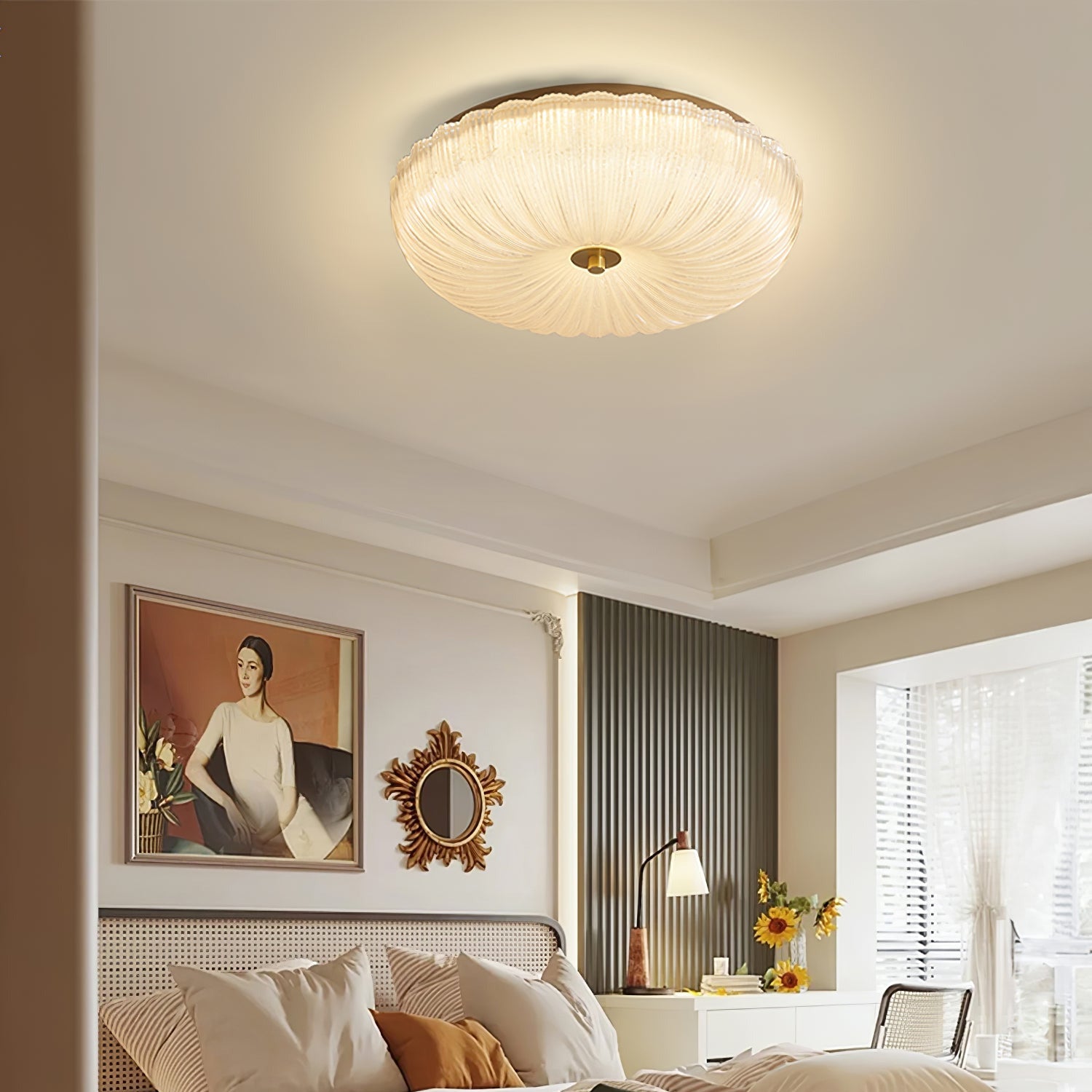 Halo Ceiling Light Ripple Glass - Neutral Decor