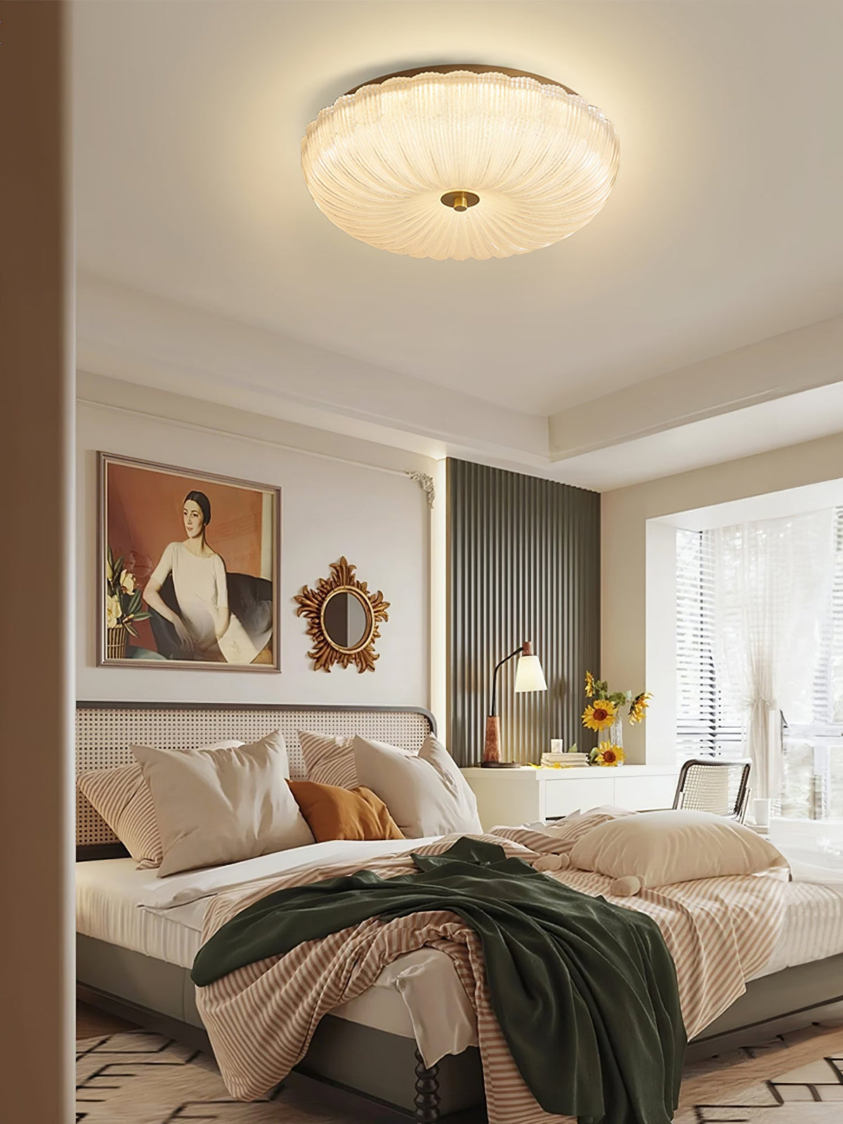Delafield Ripple Glass Flush Mount Ceiling Light