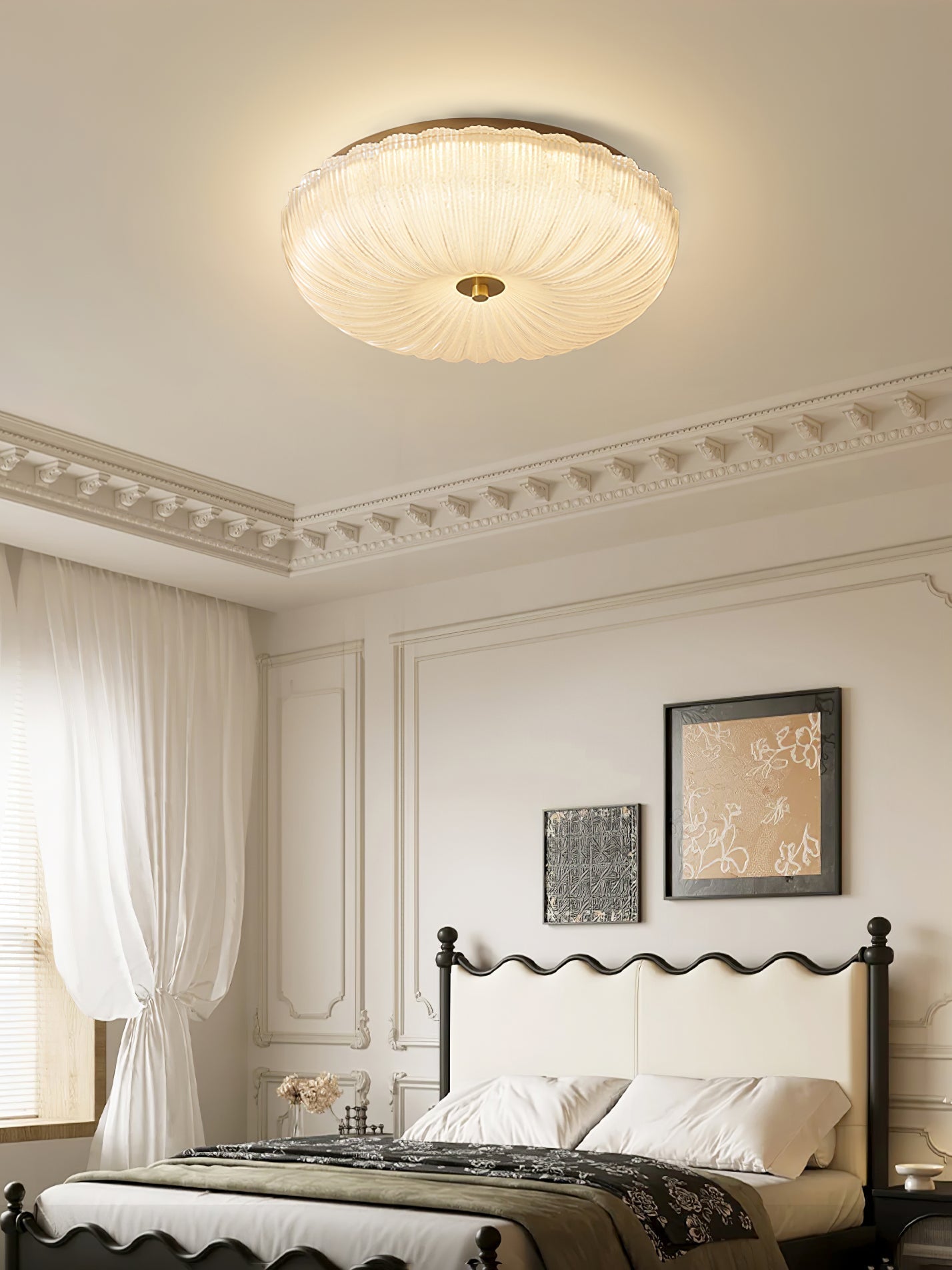 Delafield Ripple Glass Flush Mount Ceiling Light