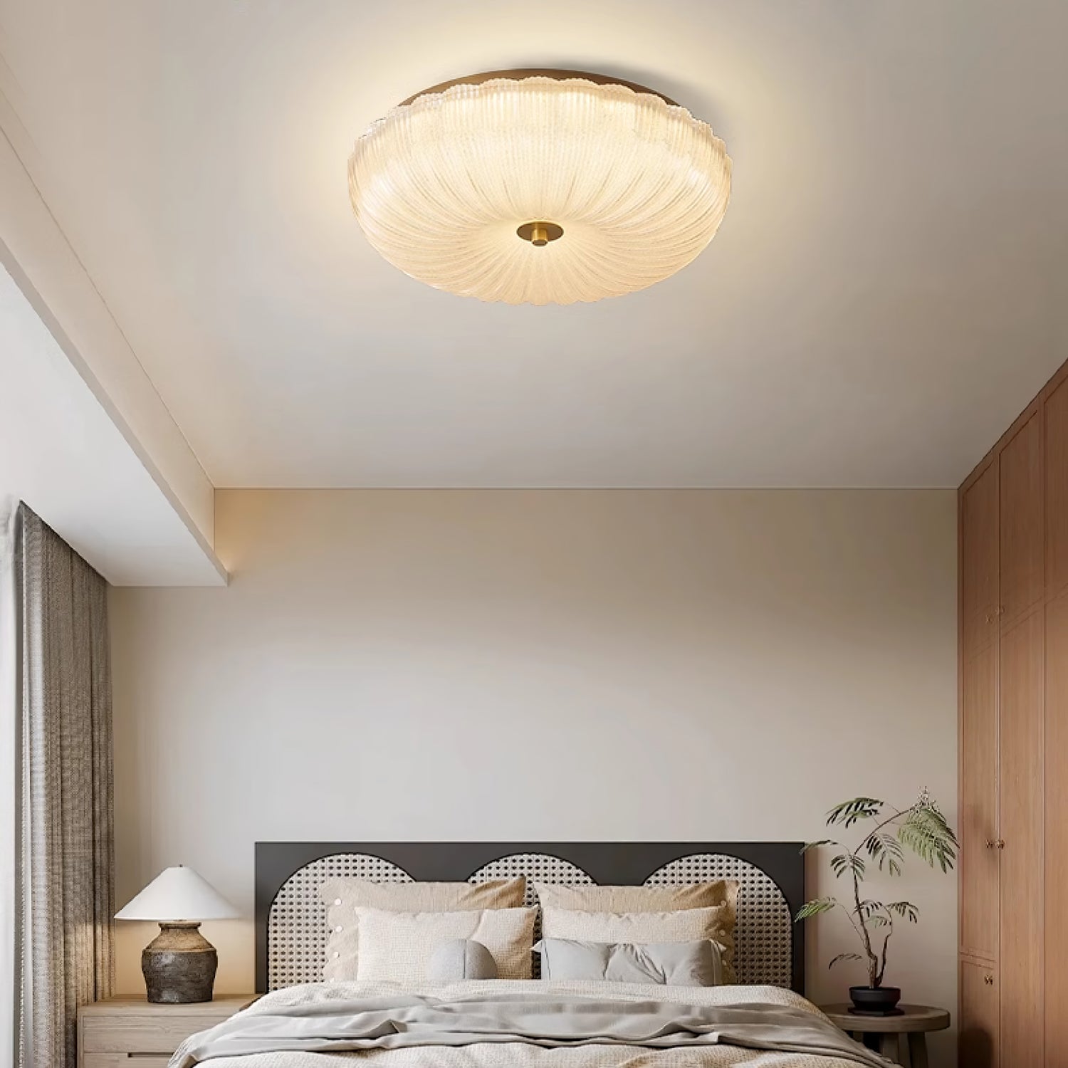 Delafield Ripple Glass Flush Mount Ceiling Light