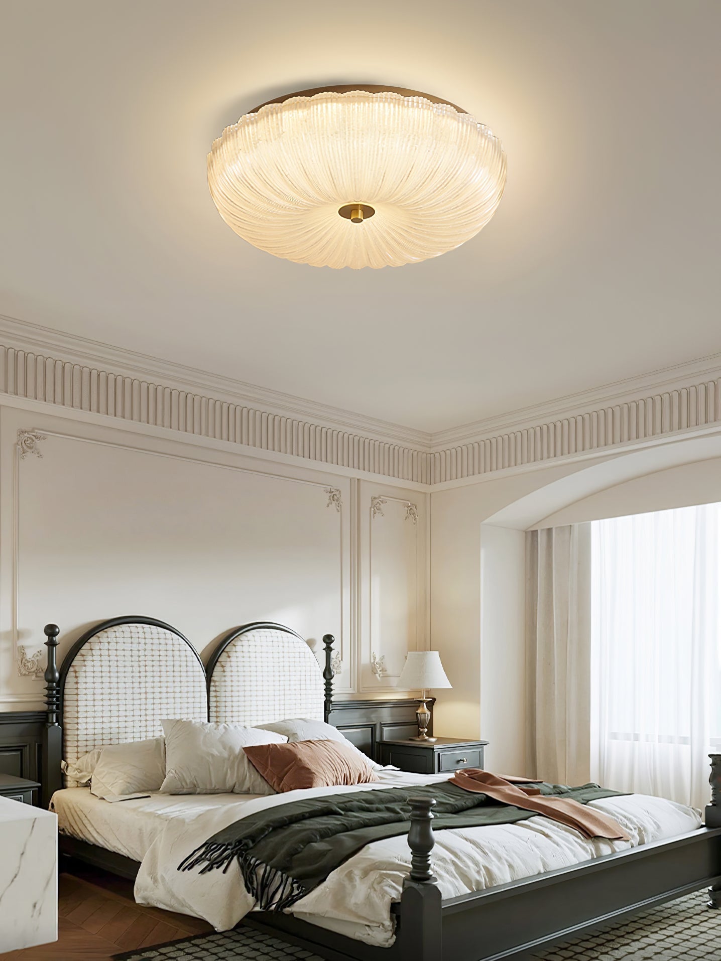 Delafield Ripple Glass Flush Mount Ceiling Light