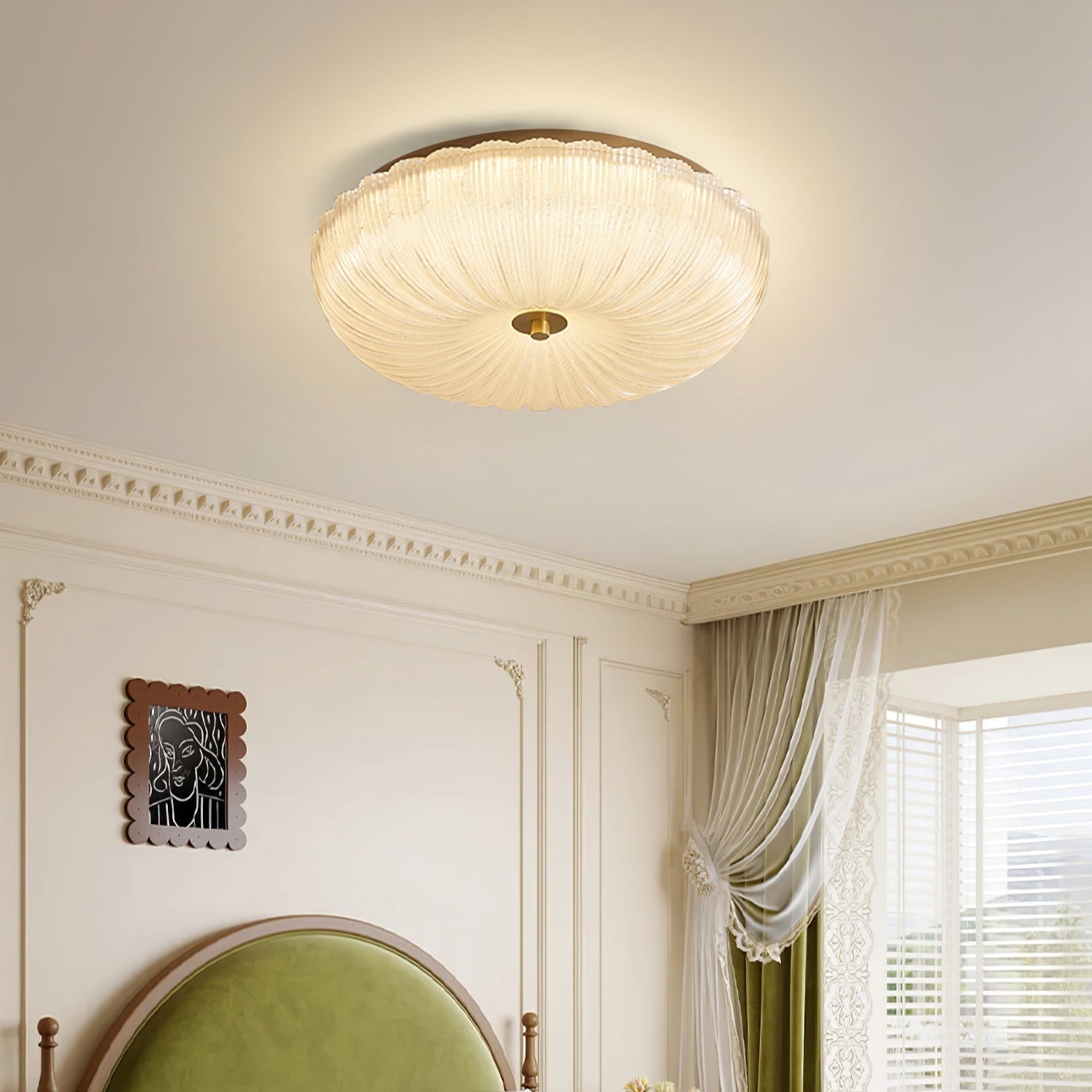 Halo Ceiling Light Ripple Glass - Neutral Decor