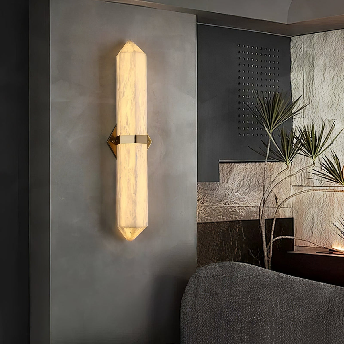Albiaya Wall Light Alabaster Brass for Bedroom