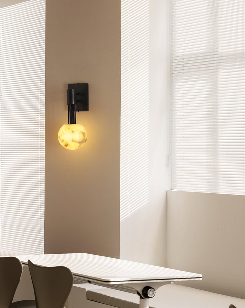 Rykde Alabaster Globe Indoor Wall Sconce