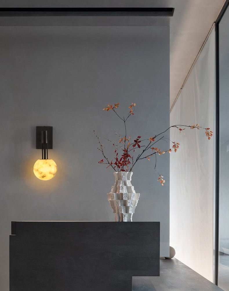 Rykde Alabaster Globe Indoor Wall Sconce